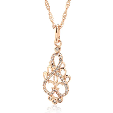 Awesome Vintage 14K Filled Rose Gold Boho AAA Zircon Diamonds Necklace For Women - Luxury Ethnic Jewellery
